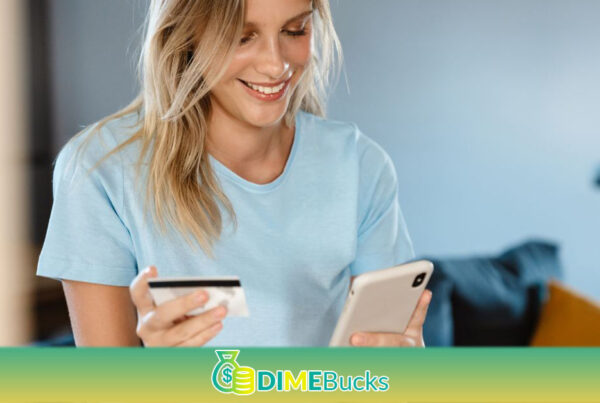 Girl Using Cellphone and Holding Credit Card